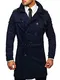 BOLF Herren Mantel Übergangsmäntel Trenchcoat Zweireihiger Reverskragen Herrenmantel mit Gürtel Stehkragen Regenmantel Freizeit Jacke Lange Elegant Style Nature 5569 Dunkelblau M [4D4]