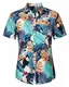 Loveternal Hawaiihemd Herren 3D Druck Hemd Blumen Funky Shirt Freizeit Baumwolle Kurzarm Flowers Hemden M