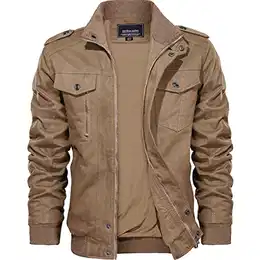 Übergangsjacke Herren Herbst Jacke Übergang Military Fliegerjacke Männer Frühling Jacke Outdoor Motorradjacke Winddicht Herrenjacke Pilotenjacke Khaki S
