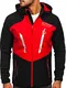 BOLF Herren Softshelljacke Übergangsjacke mit Kapuze Regenjacke Funktionsjacke Winddicht Wasserdicht Sportjacke Trekkingjacke Atmungsaktiv Outdoor Style J.Style HH022 Schwarz-Rot M [4D4]
