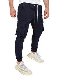 PITTMAN Hose mit Seitentaschen Herren Maenner Hosen Stretch Joggen Hosen Männer Jeans Mit Seitentaschen Giga, Blau (Night Sky 193924), W32/L32