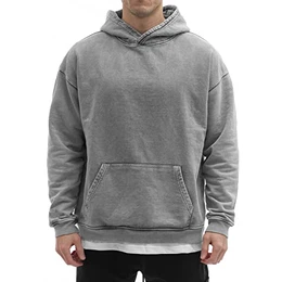 Vintage Oversize Hoodie Herren Sweater Kapuzen Pullover 500 GSM Baumwolle - French Terry (Vintage Grey Hoodie, XXL)