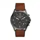 FOSSIL Herrenuhr Forrester Chrono, 46mm Gehäusegröße, Chronographenwerk, Lederarmband