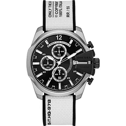 Herrenuhr Baby Chief, Chronographenwerk, 43 mm silbernes Edelstahlgehäuse mit gemischtem Armband, DZ4564