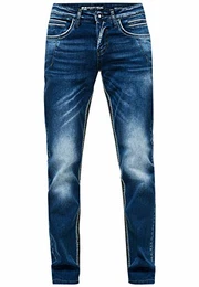 Herren-Jeanshose Regular Fit 'Rusty Neal' Dark Blue Used Vintage Washed 'New York' Jeanshose Streetwear -47, Hosengröße:40W / 34L, Denim Color:8323-47