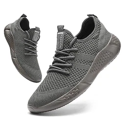 BUBUDENG Herren Schuhe Laufschuhe Sportschuhe Sneaker Straßenlaufschuhe Turnschuhe Outdoor Leichtgewichts Laufschuhe Freizeit Atmungsaktive Fitness Schuhe Grau