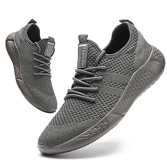 BUBUDENG Herren Schuhe Laufschuhe Sportschuhe Sneaker Straßenlaufschuhe Turnschuhe Outdoor Leichtgewichts Laufschuhe Freizeit Atmungsaktive Fitness Schuhe Grau