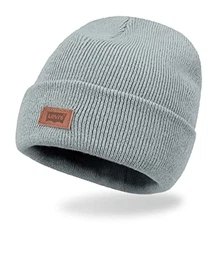 Unisex-Erwachsene All Season Comfy Leather Logo Patch Cuffed Hero Beanie-Mütze, Seafoam Solid, Einheitsgre