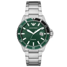 Uhr für Herren , DreizeigerDatumswerk, 42mm Silbernes Edelstahlgehäuse mit Edelstahlarmband, AR11338