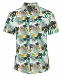 Loveternal Hawaii Hemd Herren 3D Druck Funky Button Down Hawaii-Print Grau