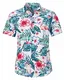 Loveternal Hawaii Hemd Männer Funky Hawaiihemd Herren Kurzarm Lässig Button Down Baumwolle Hawaii-Print Flamingo Blumen M