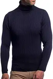 Herren Rollkragen-Pullover Herren Rolli S-5 XL • Rollkragenpullover für Herren mit Streifenmuster • Angenehmer Pullover Herren Langarm (M, Navy1)