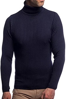 Karl's People Herren Feinstrick Rollkragenpullover K-107 Navy