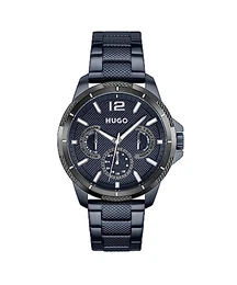 Multi Zifferblatt Quarz Uhr für Herren mit Blaues Edelstahlarmband - 1530194