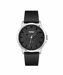Hugo Herren Analog Quarz Uhr mit Leder Armband 1530188
