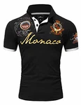 Amaci&Sons Herren Poloshirt Basic Kontrast Monaco Stickerei Polohemd T-Shirt (5108) Schwarz