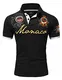 Amaci&Sons Herren Poloshirt Basic Kontrast Monaco Stickerei Kurzarm Polohemd T-Shirt 5108 Schwarz M
