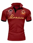 Amaci&Sons Herren Poloshirt Basic Kontrast Monaco Stickerei Polohemd T-Shirt (5108) Bordeaux