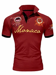 Amaci&Sons Herren Poloshirt Basic Kontrast Monaco Stickerei Polohemd T-Shirt (5108) Bordeaux