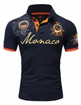 Amaci&Sons Herren Poloshirt Basic Kontrast Monaco Stickerei Polohemd T-Shirt (5108) Navyblau