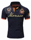 Amaci&Sons Herren Poloshirt Basic Kontrast Monaco Stickerei Kurzarm Polohemd T-Shirt 5108 Navyblau M