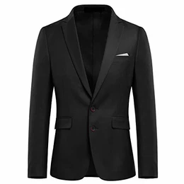 Anzugjacke Herren Slim Fit Sakko Modern Blazer für Business Hochzeit Freizeit Schwarz M