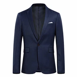 Sakko Herren Slim Fit EIN Knopf Anzugjacke Herren Blazer für Business Hochzeit Freizeit Dunkelblau M