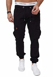 Herren Chino Pants Jeans Joggchino Hose Jeanshose Skinny Fit Modell H-3412 Schwarz 32