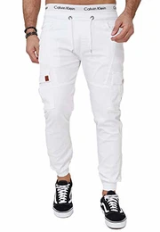 Herren Chino Pants Jeans Joggchino Hose Jeanshose Skinny Fit Modell H-3412 Weiß 32