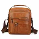 Leathario Herren Umhängetasche Klein PU Leder Schultertasche mit Griff Handtasche Herrentasche Handgelenktasche mit Großer Kapazität für Alltag Freizeit Arbeit Gelbbraun