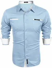 Hemd Herren Freizeit Langarmhemd Slim Fit Einfarbig Kentkragen Herrenhemden Bügelleicht Sommer Hemden Blau S