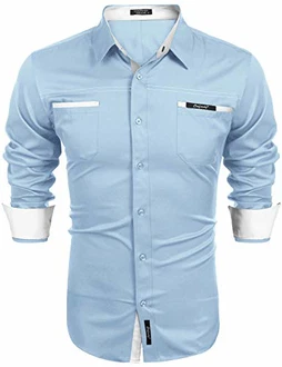 COOFANDY Herren Langarmhemd Slim Fit Freizeit Kentkragen Hemd