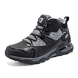 Herren Wanderschuhe Wasserdicht Outdoor Anti-Rutsch Wanderstiefel Sportlich Bequem Leicht Outdoor Wandern Trekking Schuhe Schwarz Grau 43 EU 266 mm