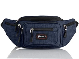 Leoodo Gürteltasche Bauchtasche für Damen & Herren Hüfttasche mit Reißverschluss Bauchbeutel Outdoor Groß Handytasche Geldgürtel für Wandern Fitness Joggen Radfahren, Damen Tasche:Dunkel Blau new