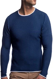 Herren Feinstrick-Pullover für Winter und Übergang • Herren Longsleeve mit gerippten Ärmeln • Herren Langarmshirt Rundhals-Pullover für Herren 7757 Sachs M