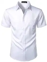 Herrenhemd, lässig, urban, stilvoll, schmale Passform, kurzärmelig, Knopfleiste und Tasche, weiß, XL