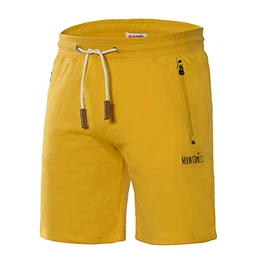 Kurze Freizeithose Herren Liam I Kurze Sweatpants Herren mit Taschen - 2 Seiten- und 1 Gesäßtasche je mit Reißverschluß I Sport Shorts Herren Yellow, M