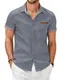COOFANDY Herren Hemden Kurzarm Jeanshemd Freizeithemden Kurzarm Sommer Hemd Denim Hemd Slim Fit Cowboy Shirt Kurzarmhemd Business Hemd für Herren Hemd Männer Hellgrau L
