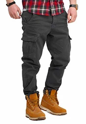 Rello & Reese Herren Cargohose Chino Jeans-Hose JN-3844 Schwarz (JN-3844)