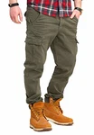 Rello & Reese Herren Cargohose Chino Jeans-Hose JN-3844 Khaki (JN-3844)