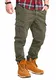 Rello & Reese Herren Cargohose Chino Jeans-Hose JN-3844 [Khaki, W32/L32]
