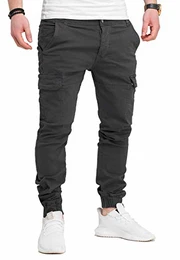 Herren Cargohose Chino Jogger Jeans-Hose JN-3822 [Schwarz, W32]