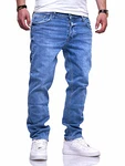 Rello & Reese Herren Jeans Straight Fit Denim Hose Regular Stretch JN-221-4 Hellblau (JN-221-4)