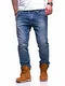 Rello & Reese Herren Jeans Straight Fit Denim Hose Regular Stretch JN-221-4 [Blau Tint, W32/L32]