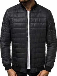 OZONEE Herren Übergangsjacke Jacke Übergang Jacken Herbst Bomberjacke Stehkragen Kapuze Steppjacke Kapuzenjacke Leichte Outdoor Puffer Jacket Gepolstert 777/1419K SCHWARZ M