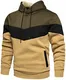 PADOLA Unisex Hoodie Patchwork Pullover Herren Farbblock Langarm Sport Sweatshirt Kapuzenpullover mit Tasche(Armeegrün,M)