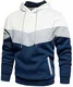 PADOLA Unisex Hoodie Patchwork Pullover Herren Farbblock Langarm Sport Sweatshirt Kapuzenpullover mit Tasche(Weiß,M)