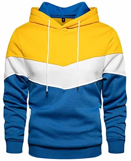 PADOLA Unisex Hoodie Patchwork Pullover Herren Langarm Sport Sweatshirt Kapuzenpullover mit Tasche Gelb PADOLA Unisex Hoodie Patchwork Pullover Herren Langarm Sport Sweatshirt Kapuzenpullover mit Tasche Gelb