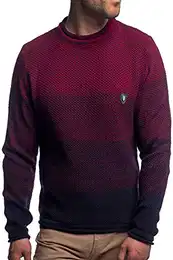 CRSM Karl's People Herren Strickpullover Langarm Rundhalspullover K-113 Bordo M
