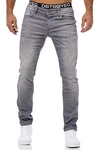 MERISH Jeans Herren Slim Fit Stretch Jeanshose Denim (9148) Grau (501-6)